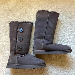 UGG Dark Brown Triple Button Boots